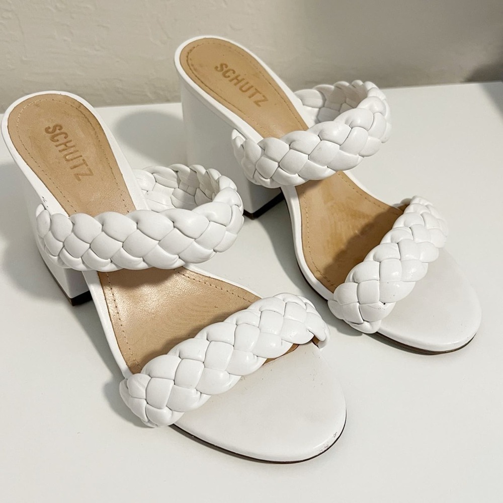 SCHUTZ Elida Braided Slide Sandals in White Leather size 8.5 - Picture 11 of 11